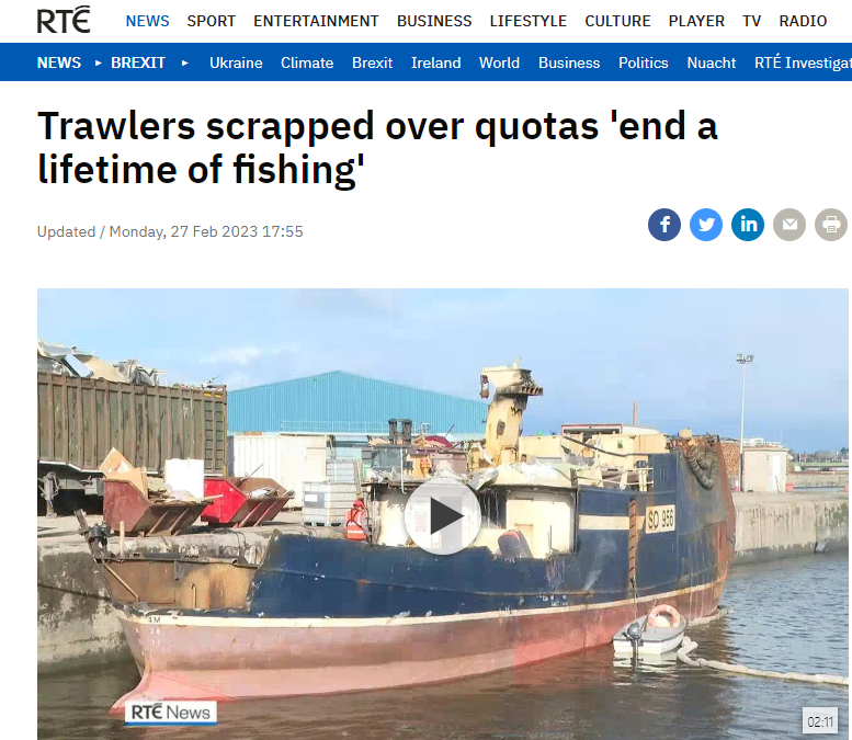Trawlers scrapped over quotas ‘end a lifetime of fishing’