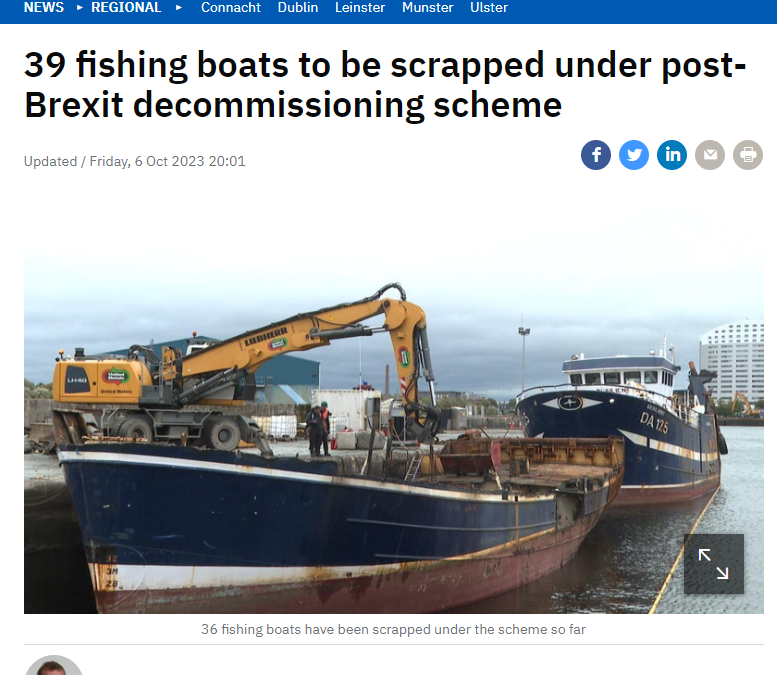 RTE: 39 fishing boats to be scrapped under post-Brexit decommissioning scheme
